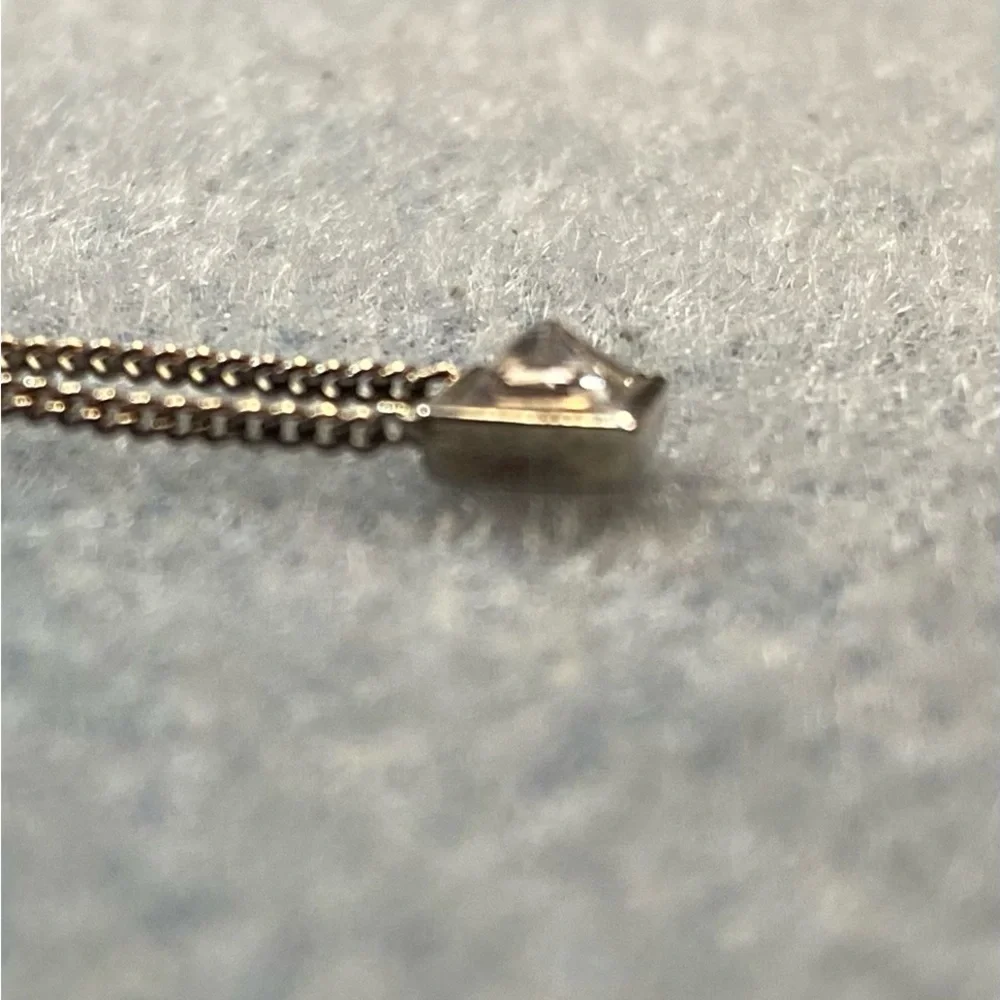 Henri Bendel sterling silver dainty chain with channel set square CZ pendant - Picture 4 of 6